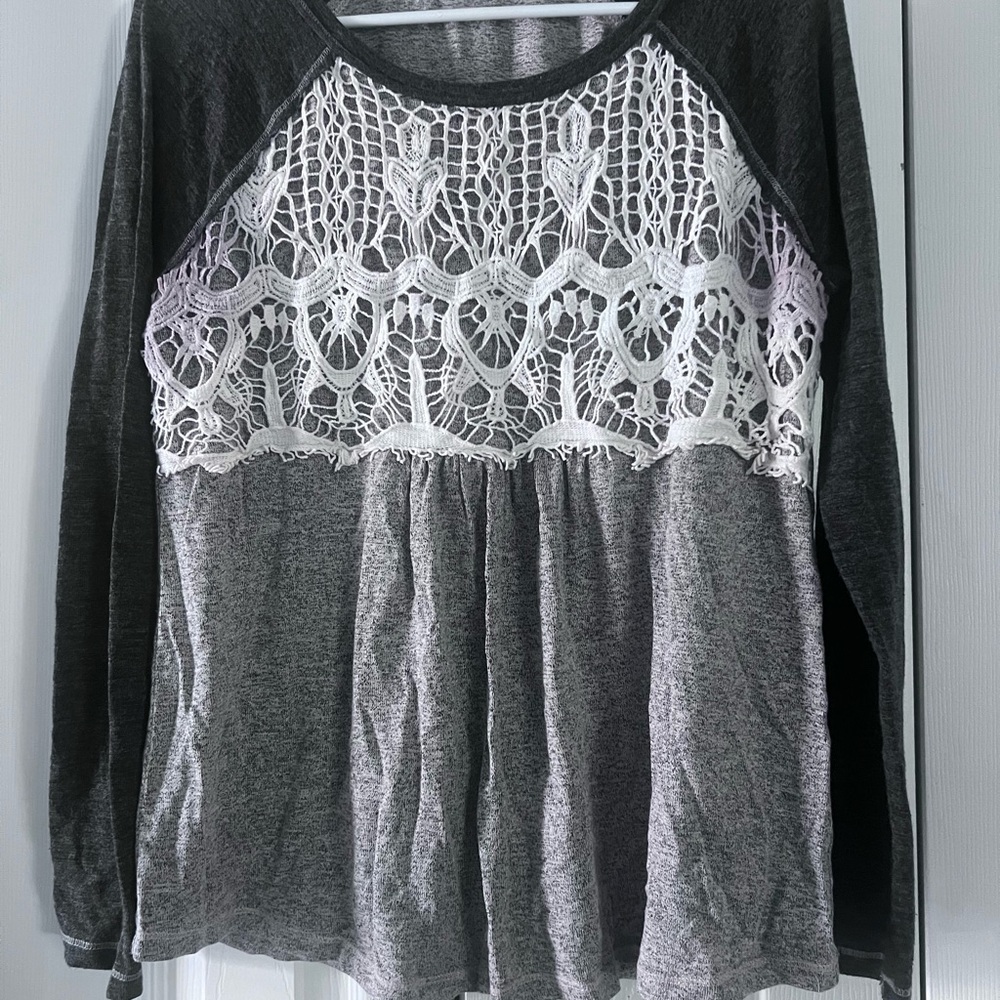Gray and White Lace Women's Top Maurice’s